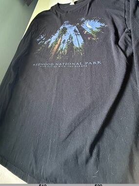 Men's Large Black with Night Sky Redwood National Park Long sleeve shirt